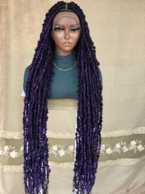 Purple Faux Locs Wig, Bold and Trendy Long Hairpiece, 40 Inches Women Locs Wig, Beautiful Braided Stylish and Durable Wig