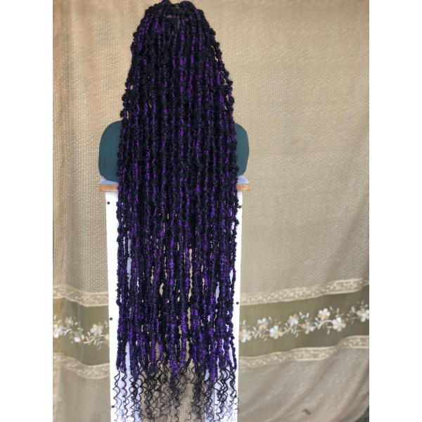 Purple Faux Locs Wig, Bold and Trendy Long Hairpiece, 40 Inches Women Locs Wig, Beautiful Braided Stylish and Durable Wig