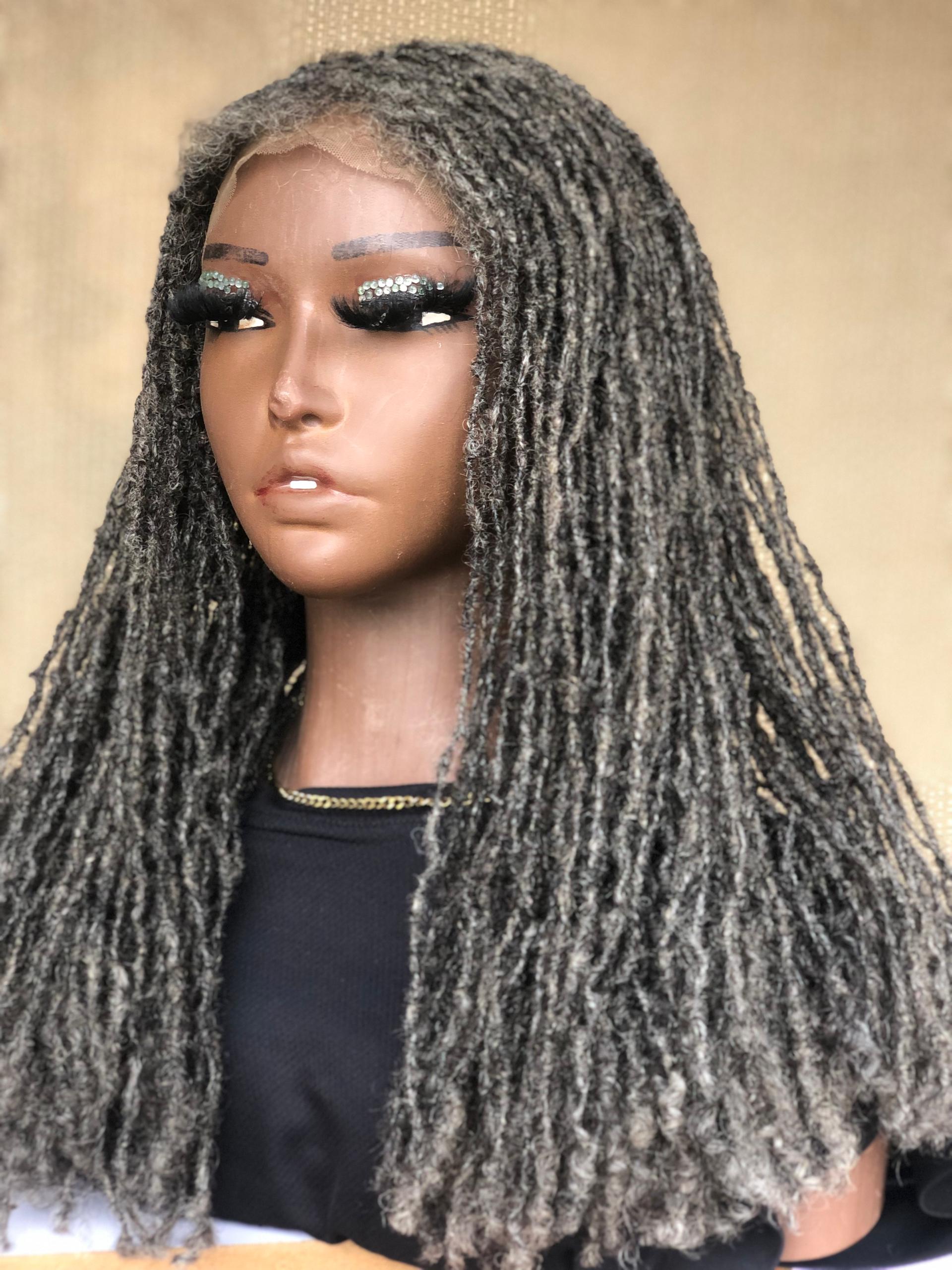Salt and Pepper Human hair Sisterlocs, Afro kinky human hair for locs, Skinny Locs, Dyed Locks and 100% Human Hair Loc Extensions