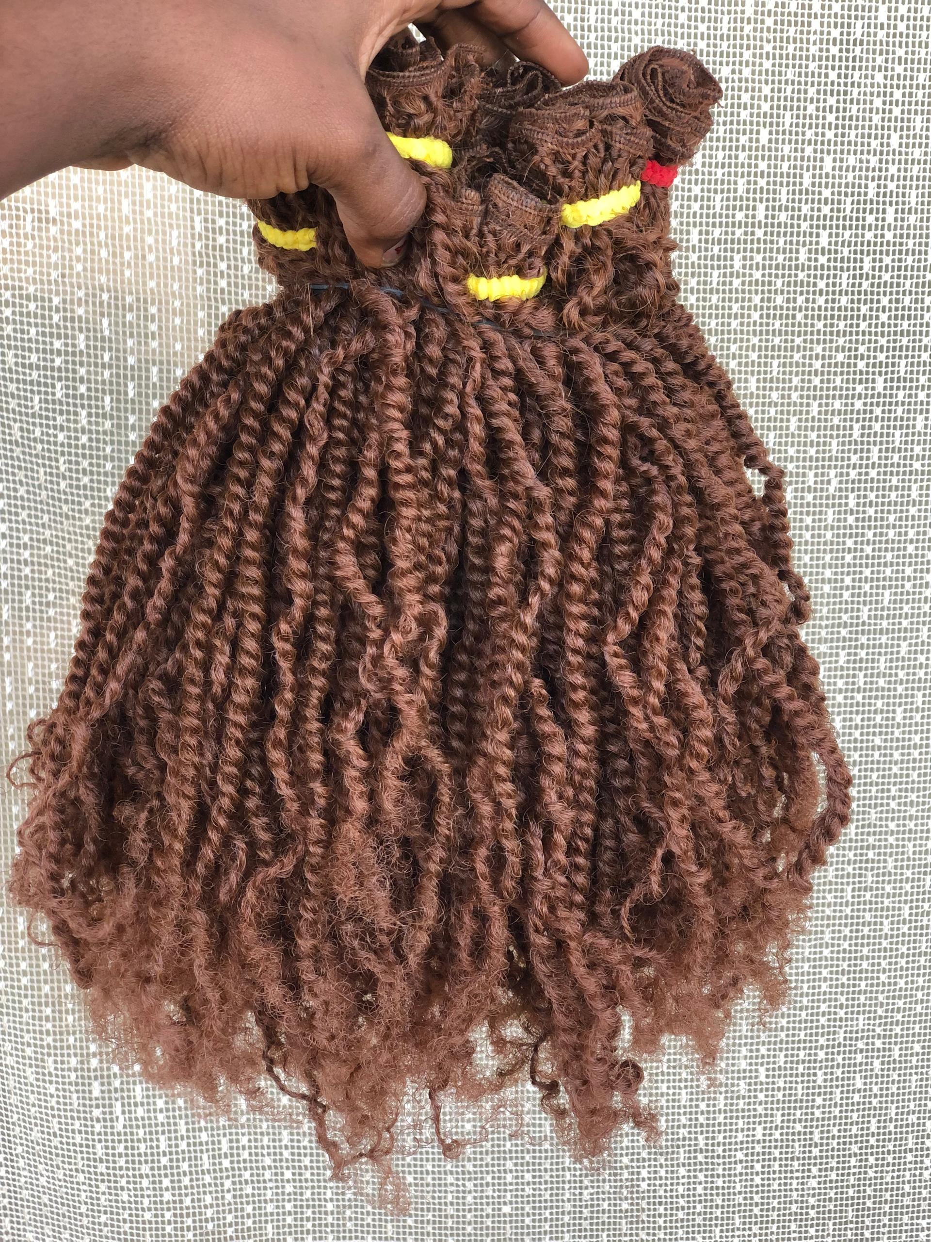 Light Brown Twist Weft Hairs, Sew-in Bundles With Matching Closure