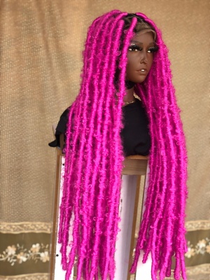Pink Locs Wig, Bold and Trendy Long Hairpiece, 30 Inches Women Locs Wig, Beautiful Braided Stylish and Durable Wig