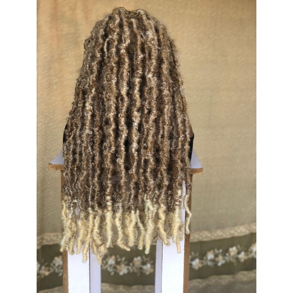 Ash Blonde distressed locs wig,handmade dreadloc wig, wig for Black women, butterfly locs free shipping
