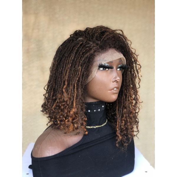 Summer Hair Bob Human hair Sisterlocs, Brown Curly Skinny Locs, Dyed Locks and 100% Human Hair Loc Extensions