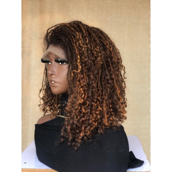 Summer Hair Bob Human hair Sisterlocs, Brown Curly Skinny Locs, Dyed Locks and 100% Human Hair Loc Extensions