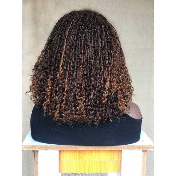 Summer Hair Bob Human hair Sisterlocs, Brown Curly Skinny Locs, Dyed Locks and 100% Human Hair Loc Extensions