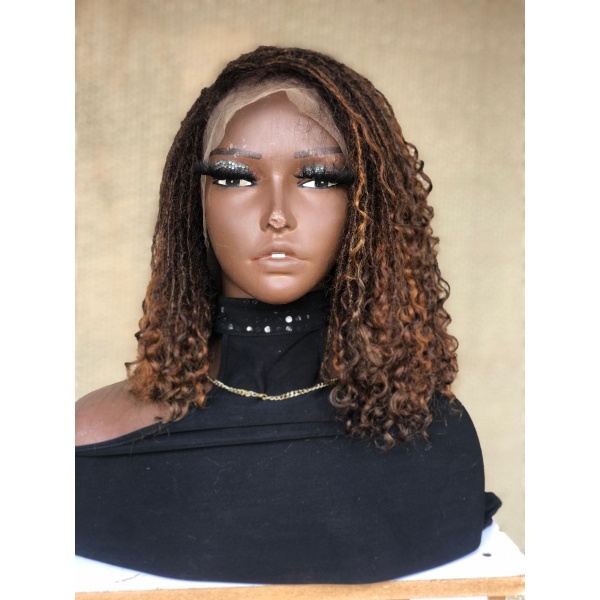Summer Hair Bob Human hair Sisterlocs, Brown Curly Skinny Locs, Dyed Locks and 100% Human Hair Loc Extensions