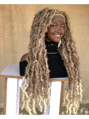 Ash Blonde distressed locs wig,handmade dreadloc wig, wig for Black women, butterfly locs free shipping
