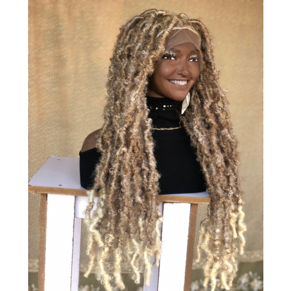 Ash Blonde distressed locs wig,handmade dreadloc wig, wig for Black women, butterfly locs free shipping