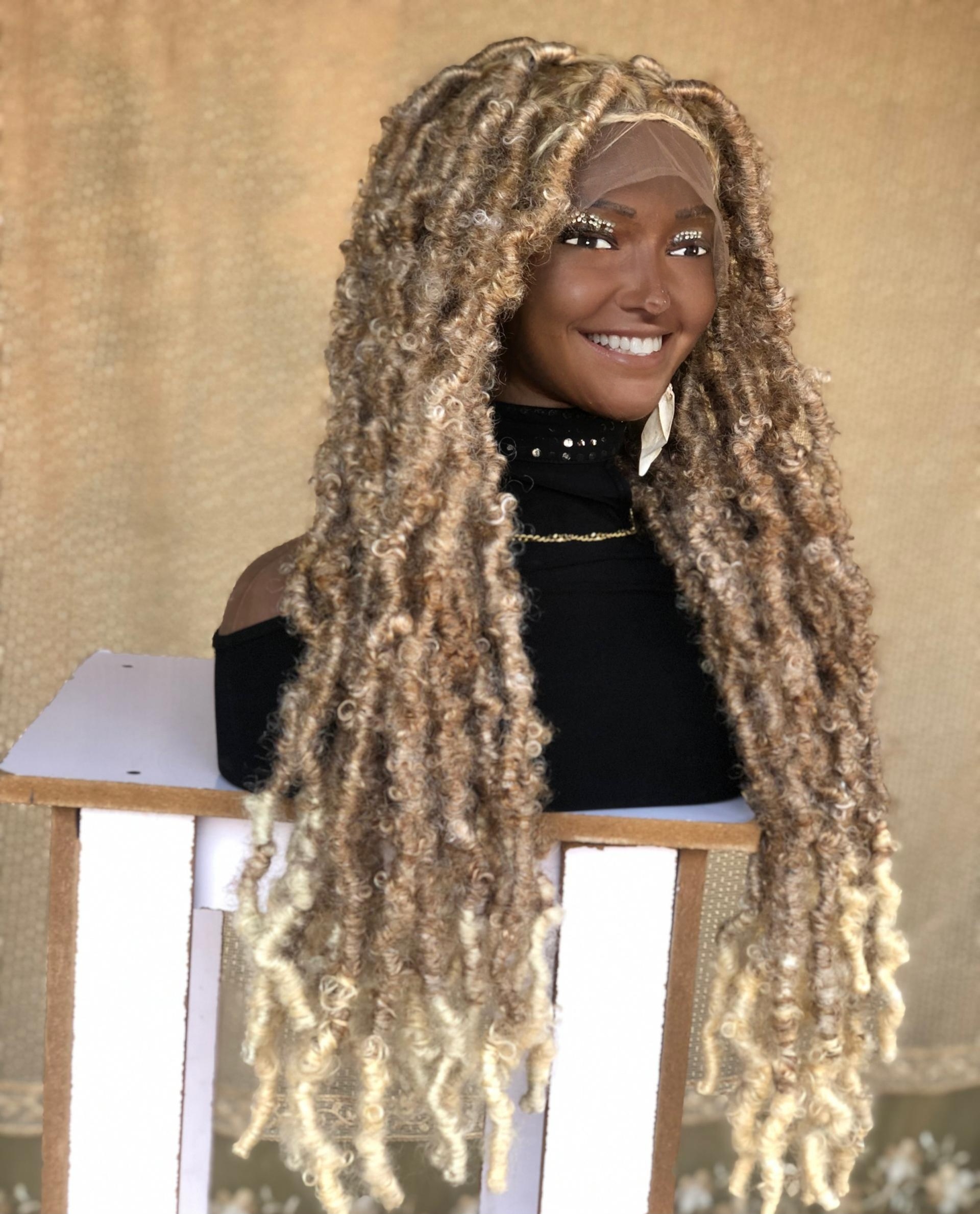 Ash Blonde distressed locs wig,handmade dreadloc wig, wig for Black women, butterfly locs free shipping