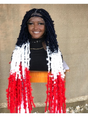 Multicolored distressed locs wig handmade dreadloc wig, wig for Black women, butterfly locs free shipping