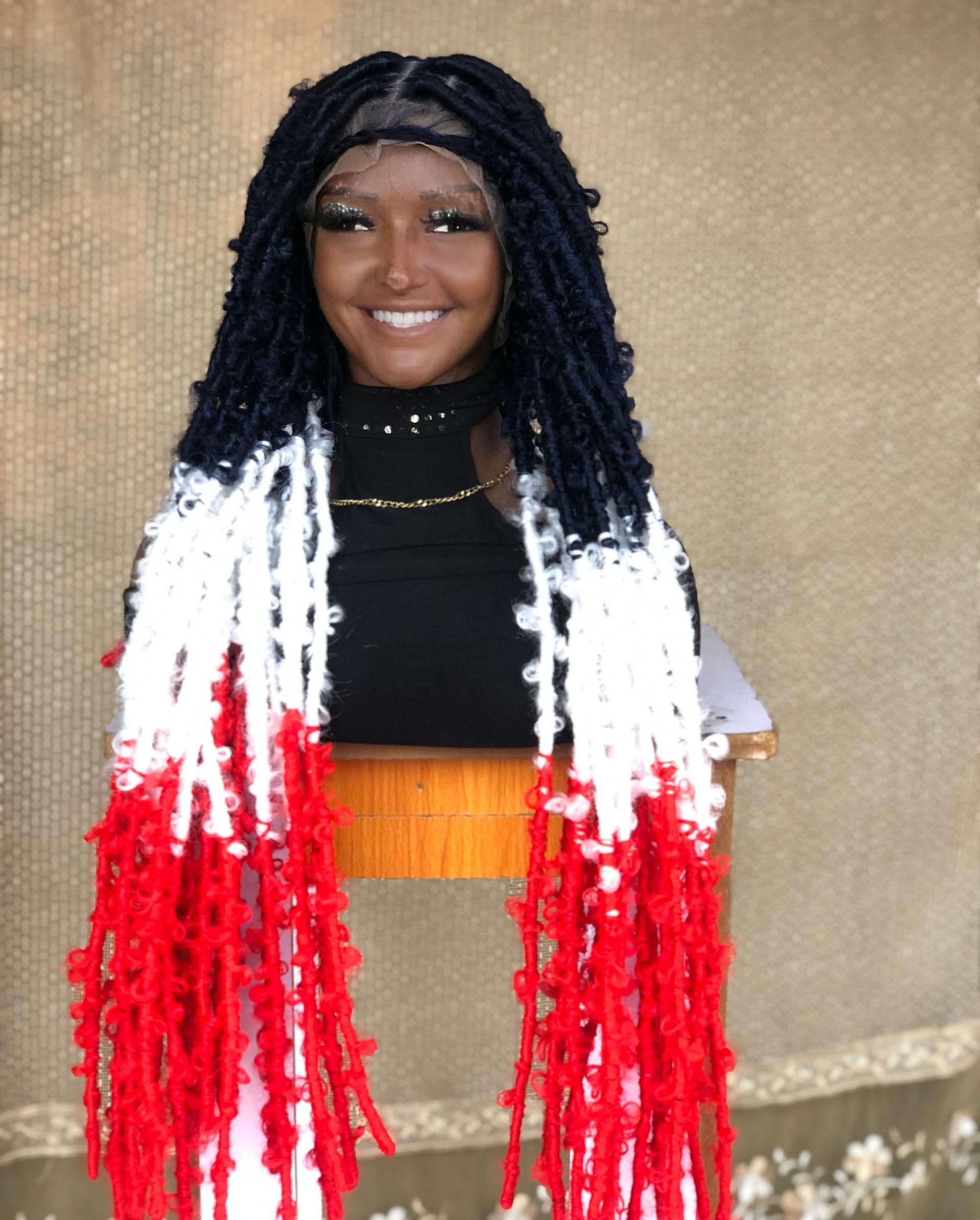 Multicolored distressed locs wig handmade dreadloc wig, wig for Black women, butterfly locs free shipping