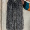 Salt and Pepper Human hair Sisterlocs 7X7 Topper Dyed Locks and 100% Human Hair Dreadlocs Topper Extensions