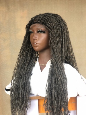 Closure Wig Salt and Pepper Human hair Sisterlocs  Dyed Locks and 100% Human Hair Dreadlocs Extensions
