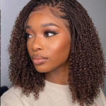 Dyeable Handmade Human Hair Micro Box Braids Wig, Full Lace Wig for Black Women