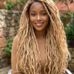 Platinum Blonde Mix Handmade Human Hair Faux lock Wig, Full Lace Wig for Black Women