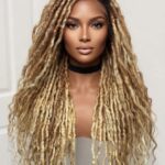 Platinum Blonde Mix Handmade Human Hair Faux lock Wig, Full Lace Wig for Black Women
